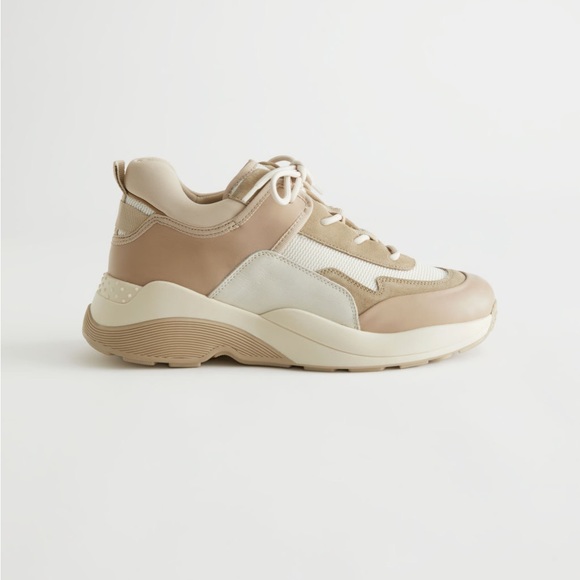 & Other Stories Chunky Sole Technical Sneakers Beige White Color Block Size 10 - Picture 8 of 11